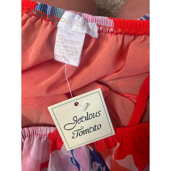 Jealous Tomato midi dress off shoulder orange BoHo floral Aztec print NEW SZ XS - Picture 5 of 8